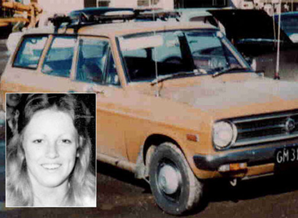 Mona Blades and the orange Datsun car she was reportedly last seen in