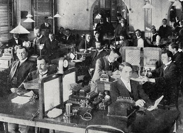  Telegraph operators at work, c. 1900