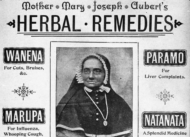 Advertisement for Mother Mary Joseph Aubert's herbal remedies