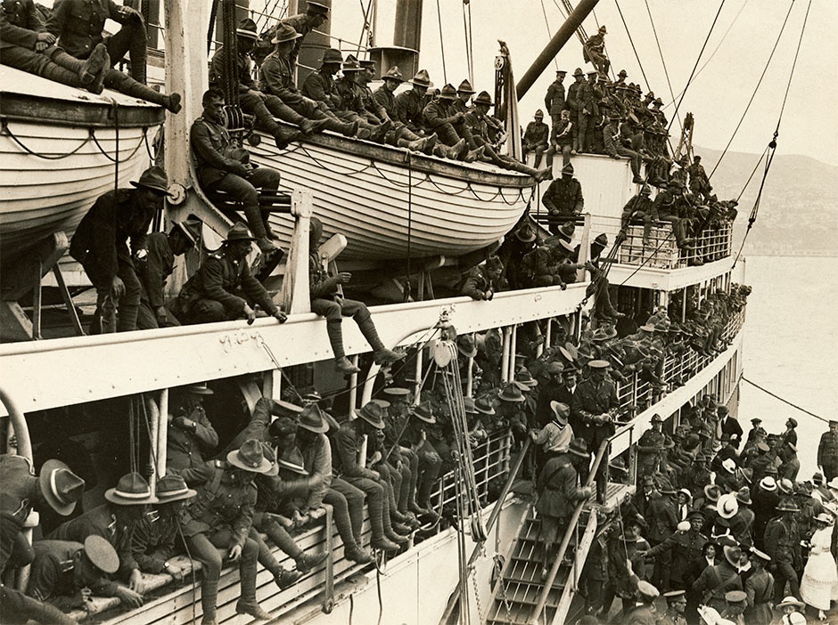 Reinforcements aboard <em>Willochra</em>, 1914