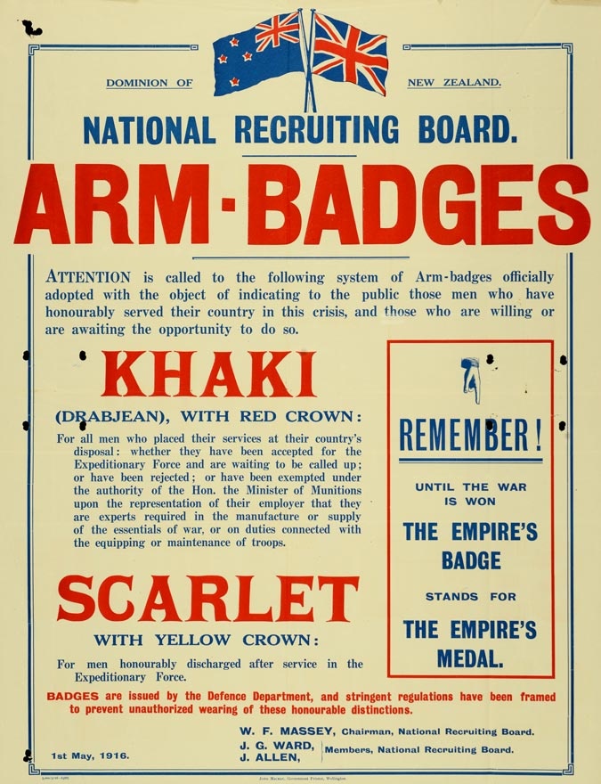 Arm badges showing enlistment status