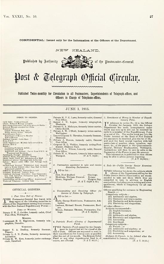 Postmaster-general's roll of honour
