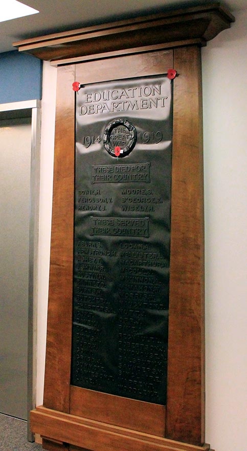 Education Department roll of honour board
