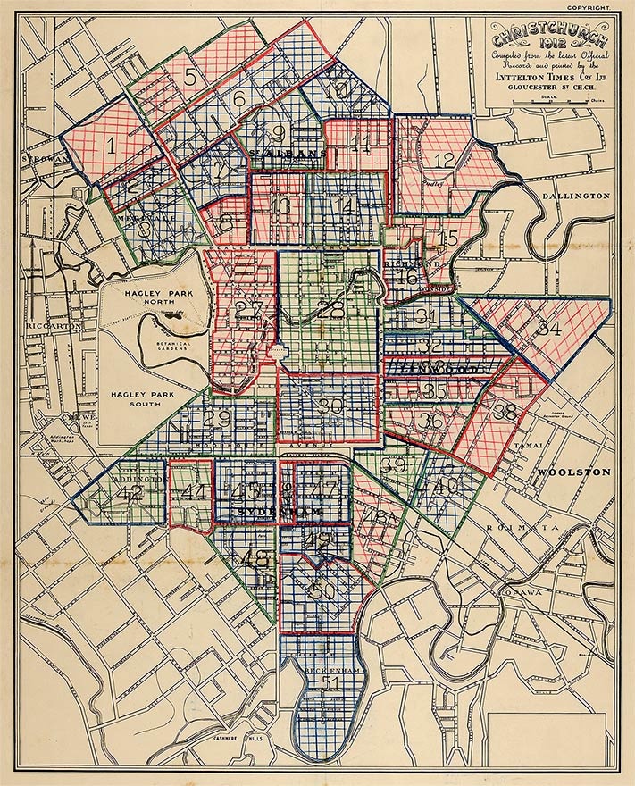 Christchurch recruiting map, 1916