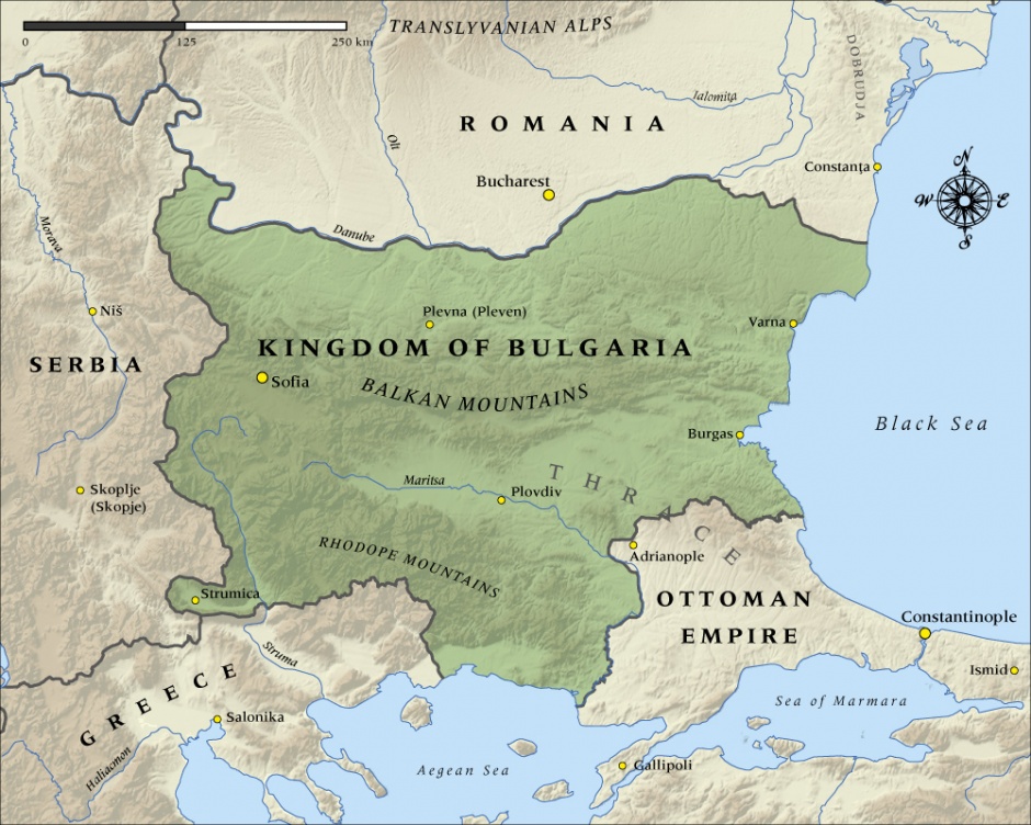 Map of the Kingdom of Bulgaria in 1915