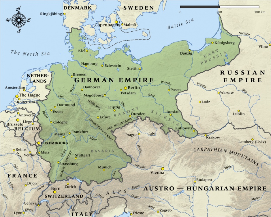 Map of the German Empire in 1914