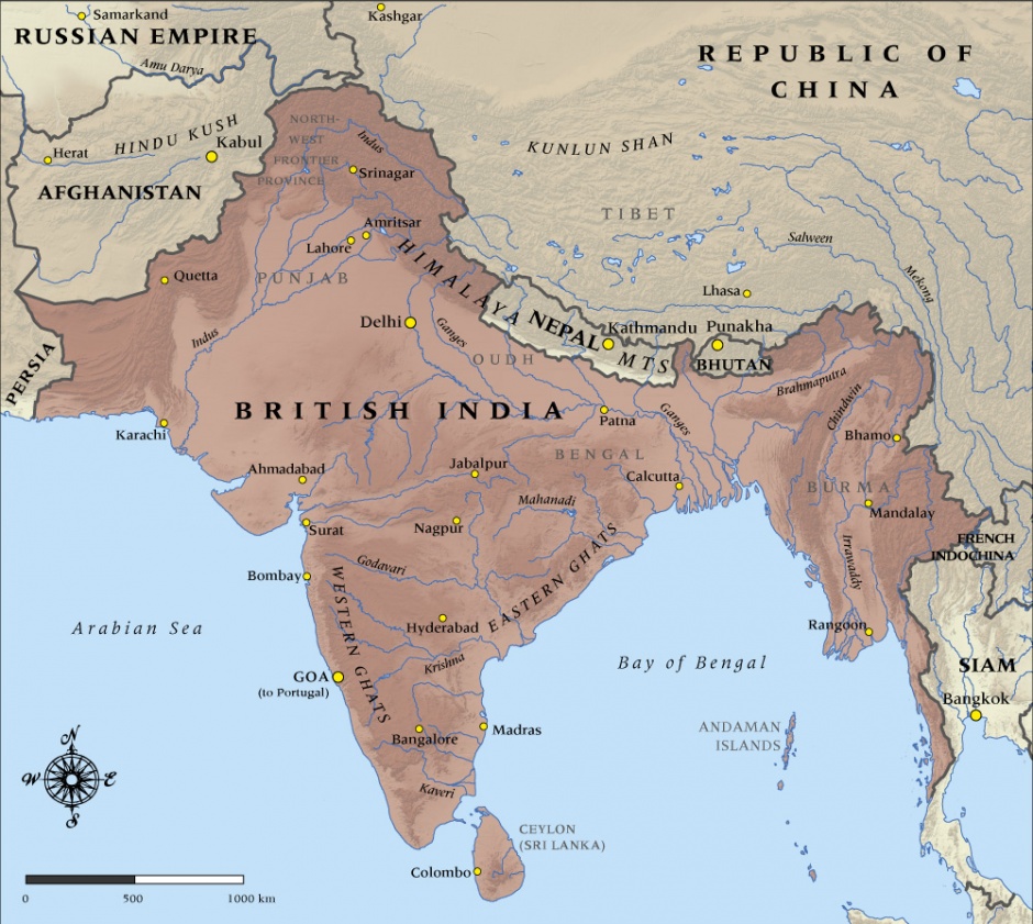 Map of British India in 1914