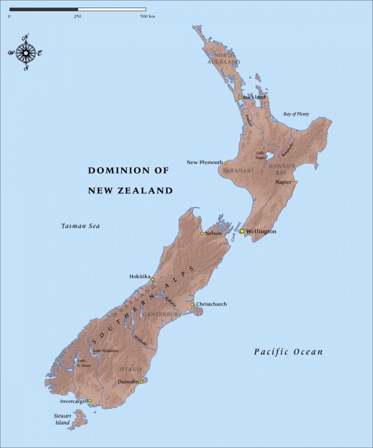 Map of New Zealand in 1914