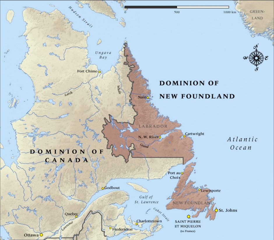 Map of Newfoundland in 1914
