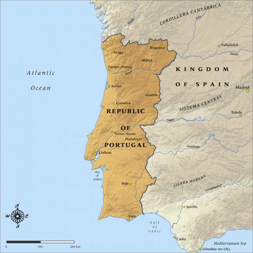 Map of the Republic of Portugal in 1916