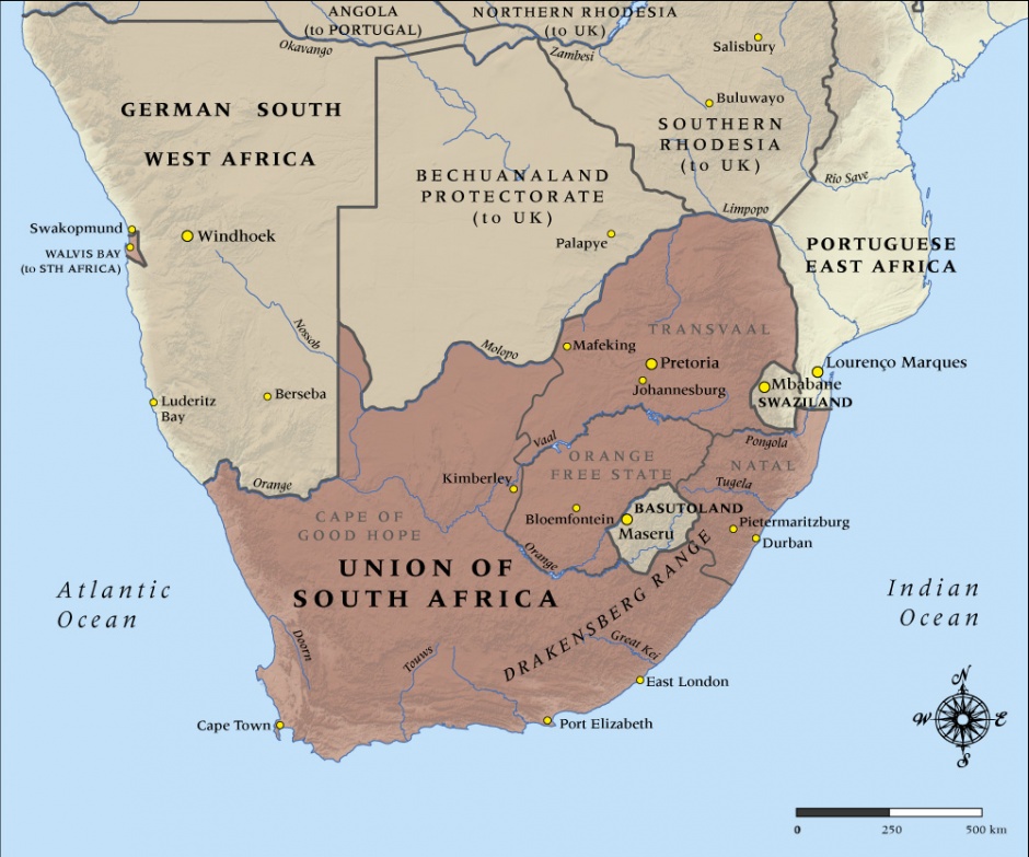 Map of South Africa in 1914