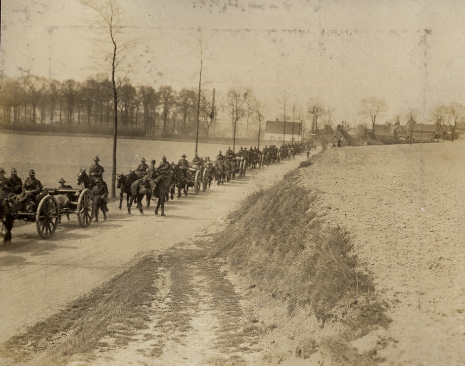 Artillery on the march on the Western Front