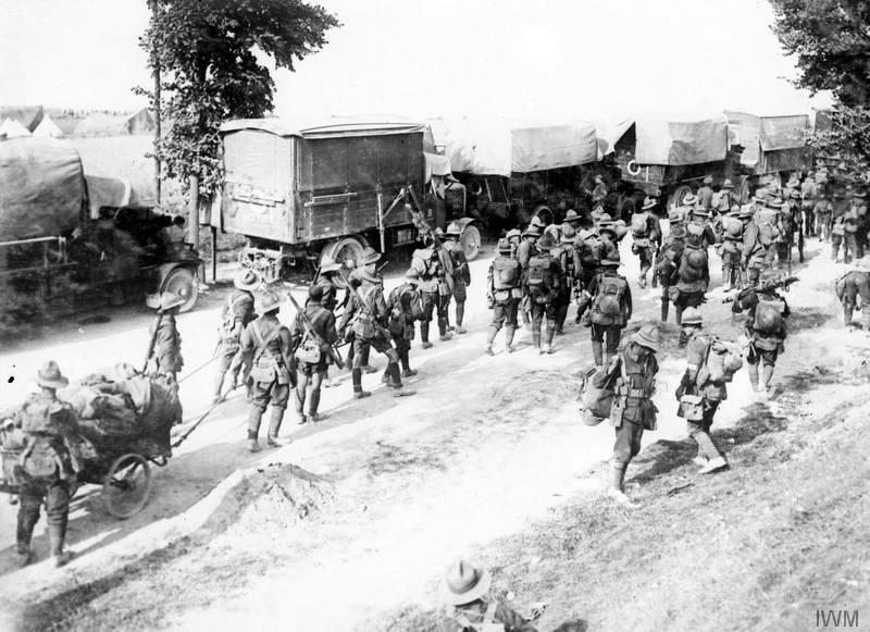 Troops on the Amiens-Albert road September 1916