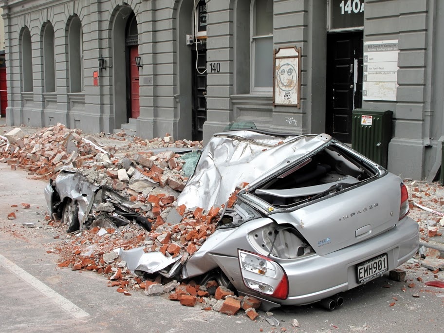 Car crushed in September 2010 Canterbury earthquake