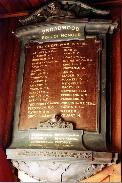 Broadwood roll of honour