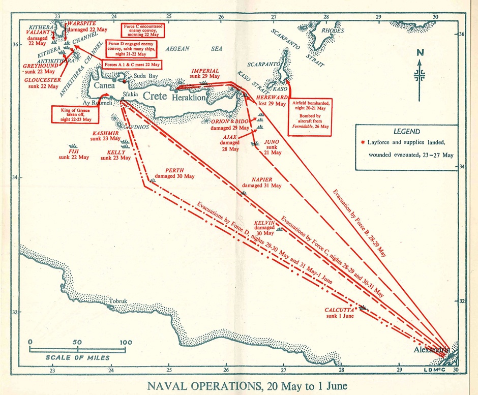 British naval operations around Crete, 20 May-1 June 1941
