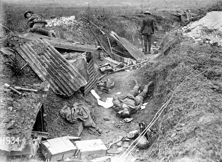 Captured German machine gun position, Grevillers, France