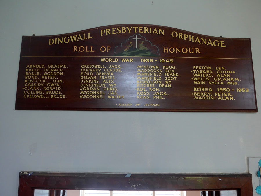 Dingwall Orphanage roll of honour
