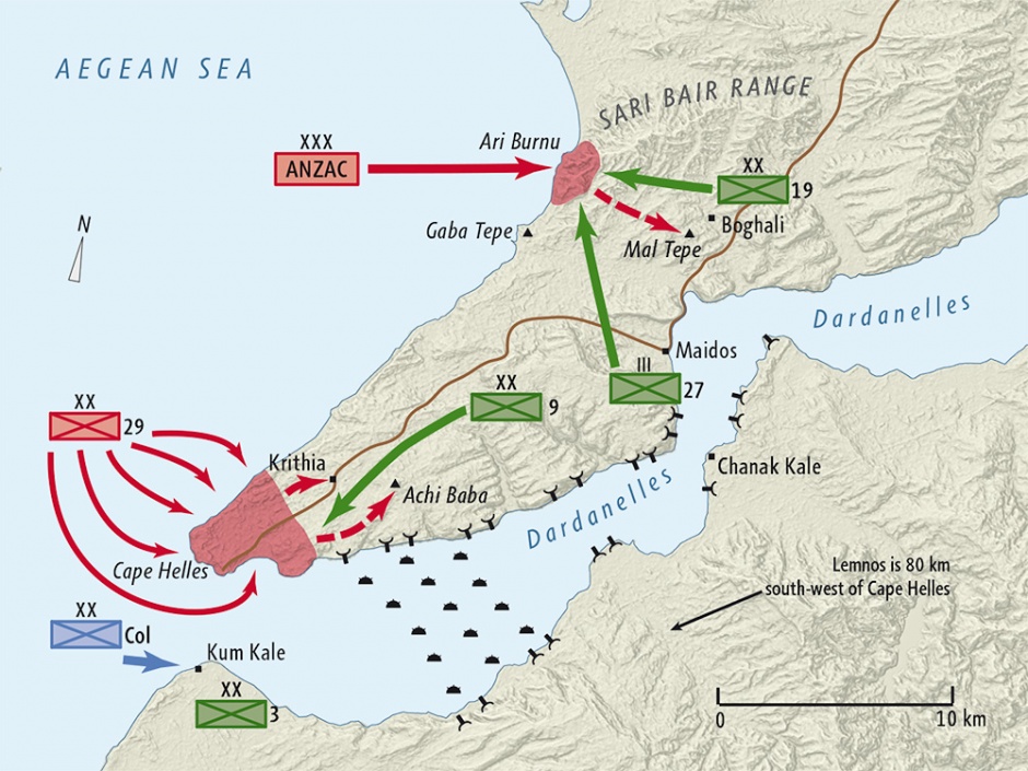 Gallipoli invasion map | NZHistory, New Zealand history online