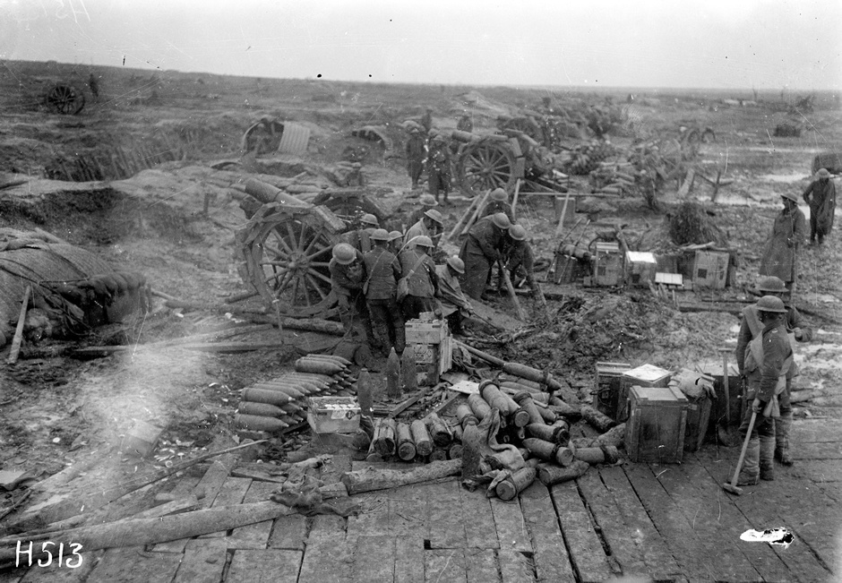 Bombarding the German lines, April 1918