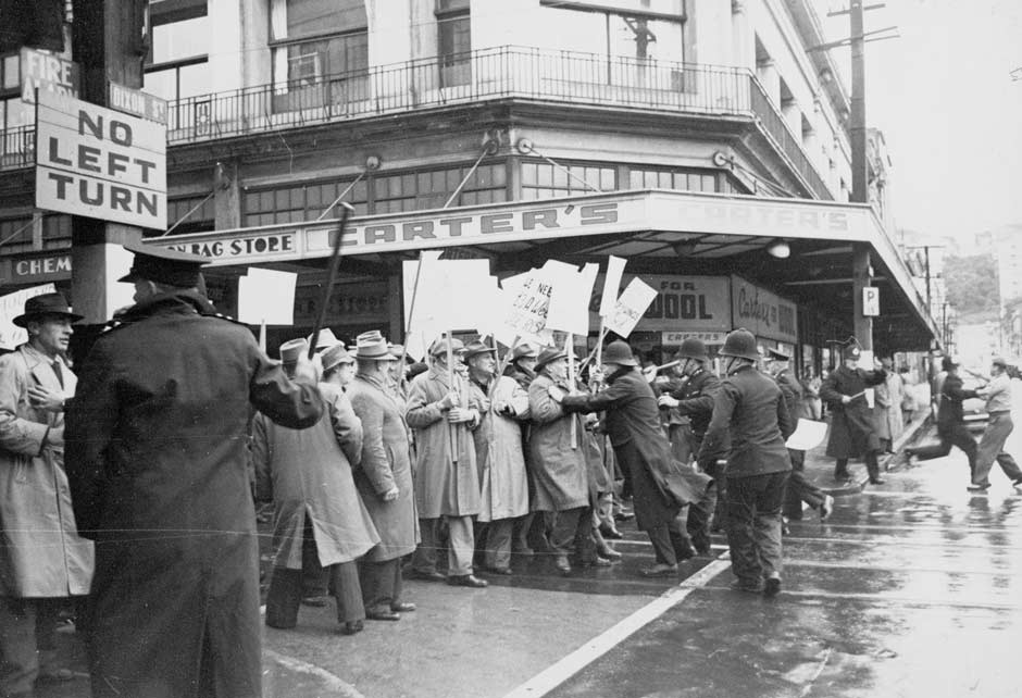 Union march during 1951 waterfront dispute