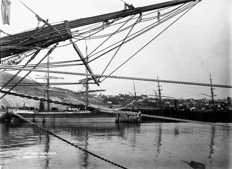 Ships at Sumpter Wharf, Oamaru, 1880s