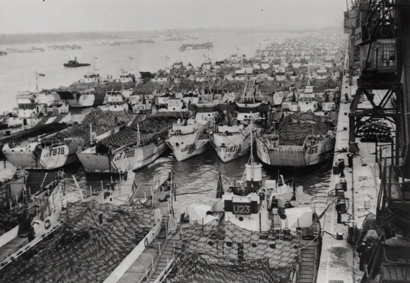 Landing craft in Southampton before D-Day