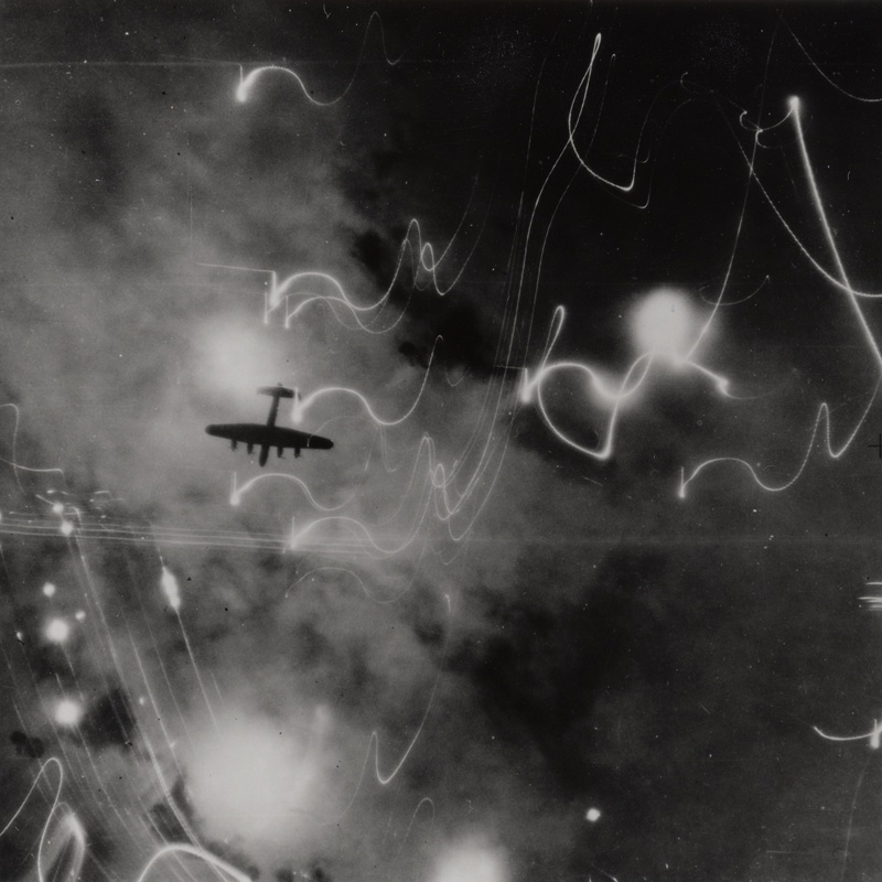 Lancaster bomber over Hamburg, 1943