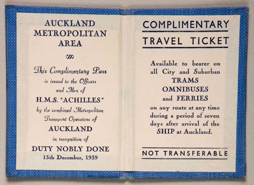 <em>Achilles</em> complimentary travel ticket