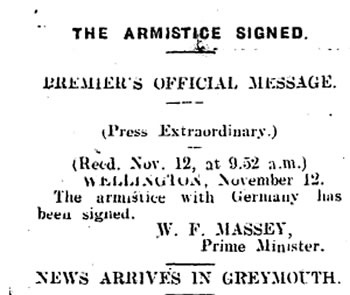 Armistice celebrations in Greymouth