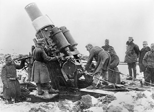 Austro-Hungarian heavy artillery in action
