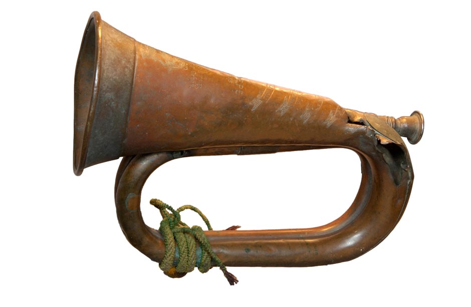 Shrapnel-damaged bugle