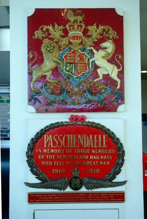 <em>Passchendaele</em> train plaque, Christchurch