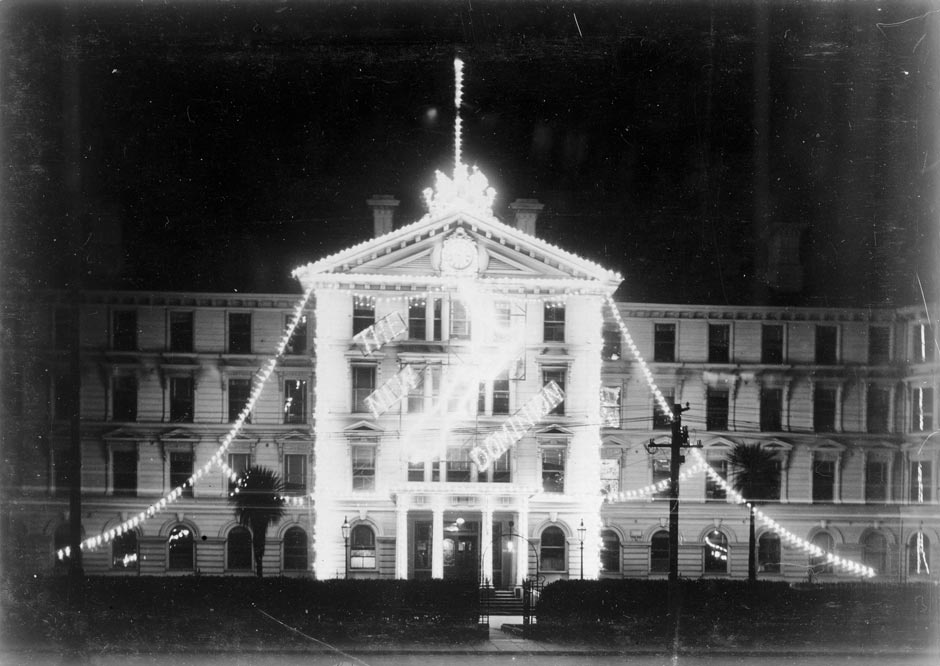 Government Buildings lit up on Dominion Day