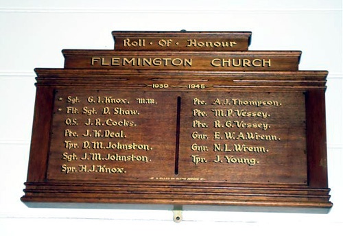 Flemington church memorial honour role