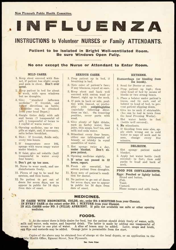 Influenza instructions for nurses