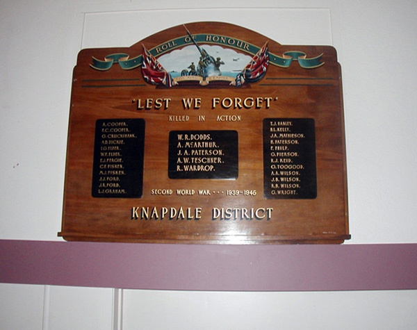 Knapdale District roll of honour board