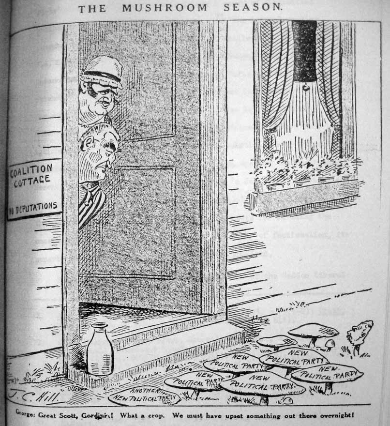 Mushroom season cartoon, 1933