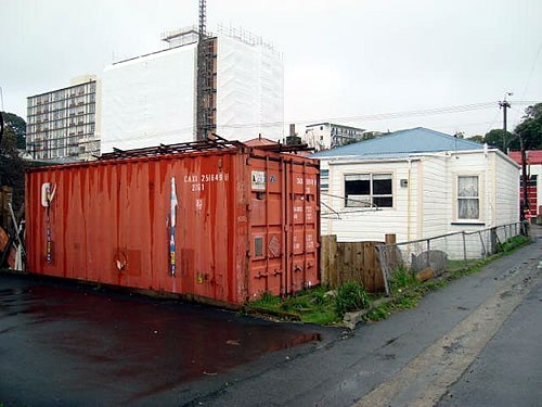 Shipping container storage shed