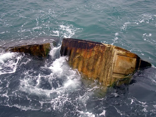 Concreted container in Ōamaru Harbour