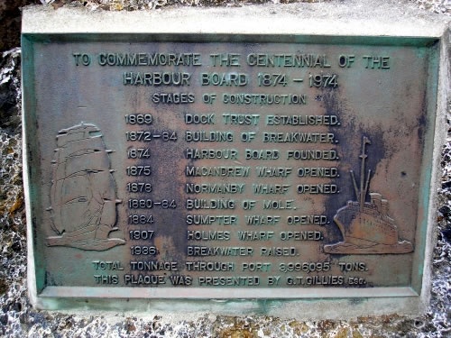 Oamaru Harbour Board centennial plaque