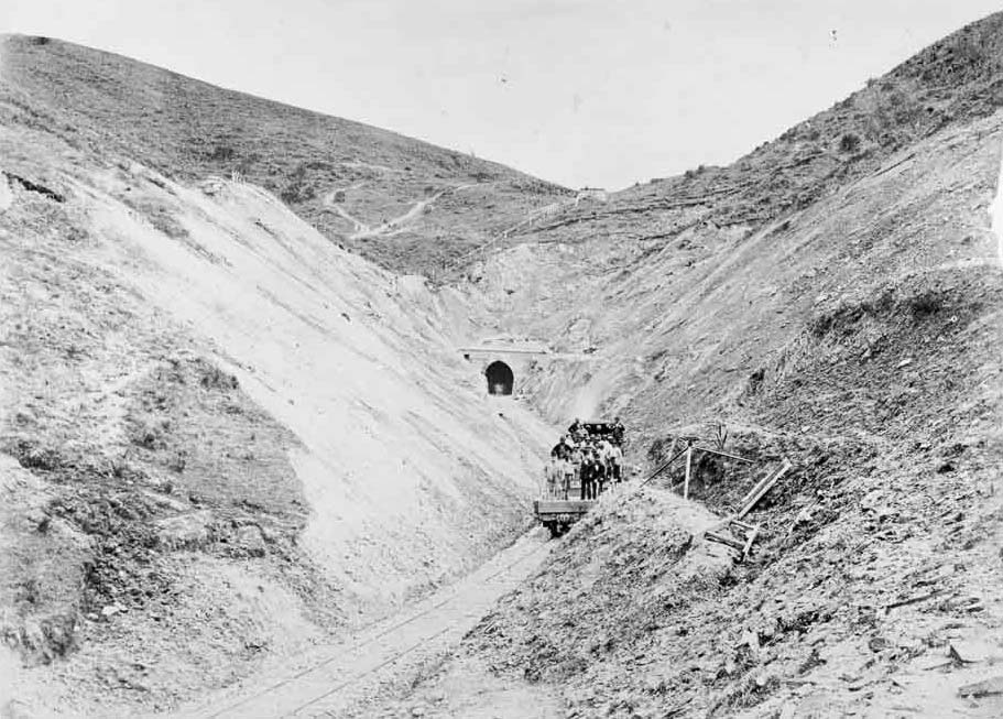 Railway workers at Chain Hills tunnel