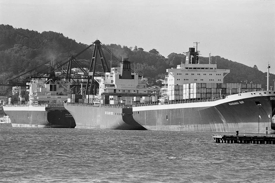Container ships at Aotea Quay