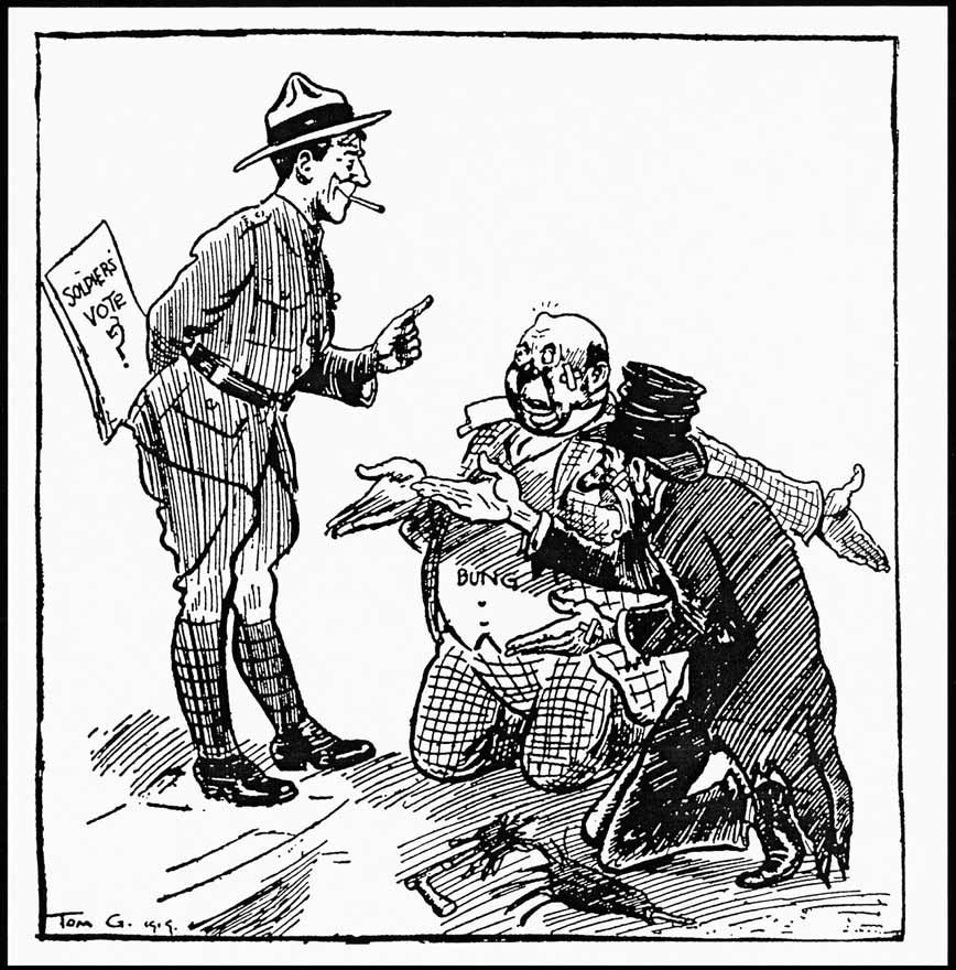 Prohibition vote by soldiers cartoon