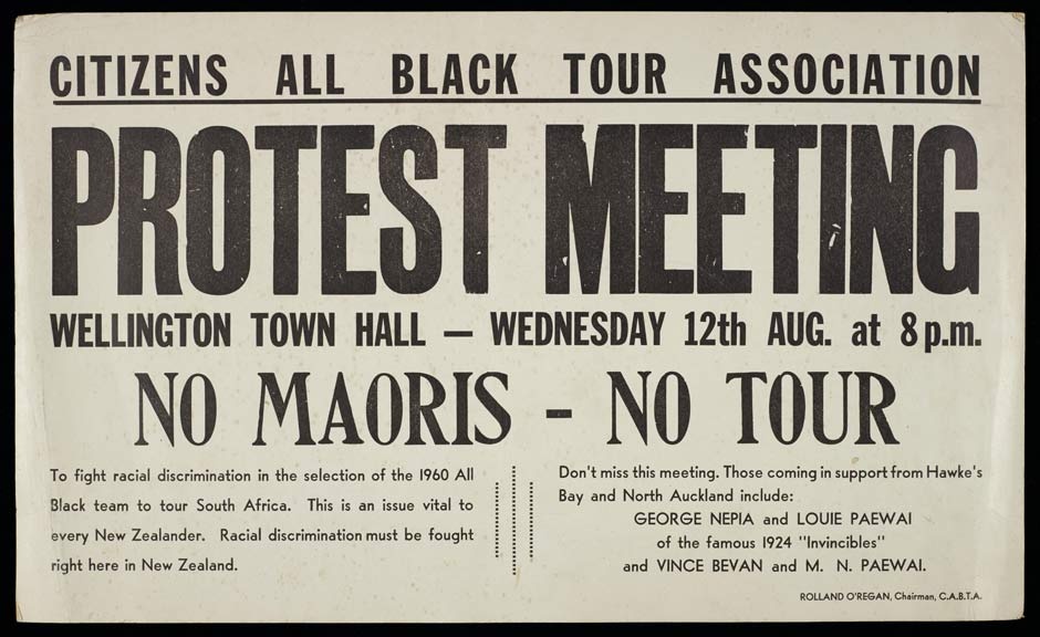 'No Maoris - No Tour' poster, 1959