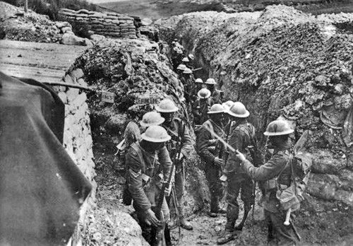 Troops in trench during the Battle of the Somme