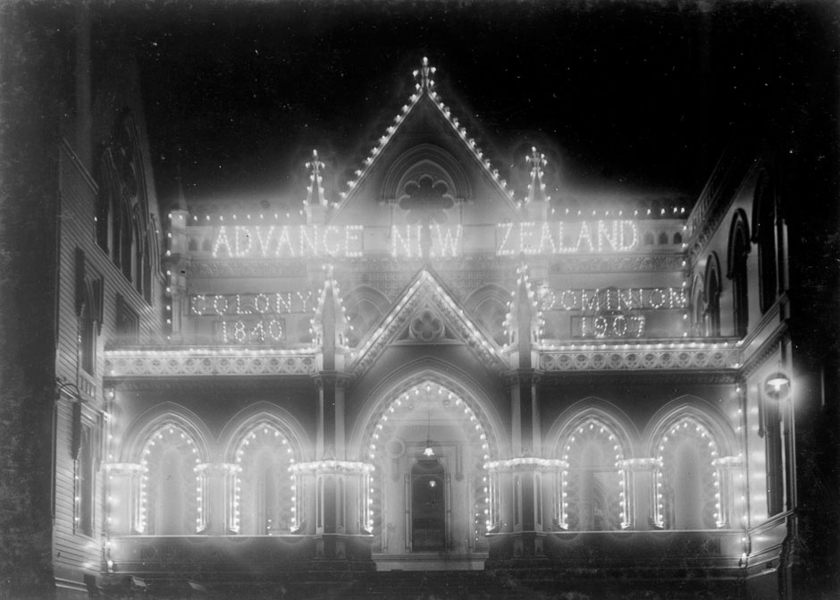 Parliament Buildings lit up on Dominion Day, 1907