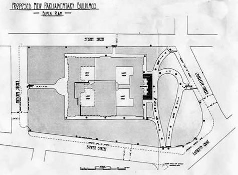 Plans for expansion of Parliament Buildings, 1908