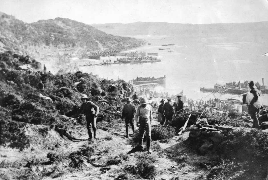 Climbing out of Anzac Cove, 1915