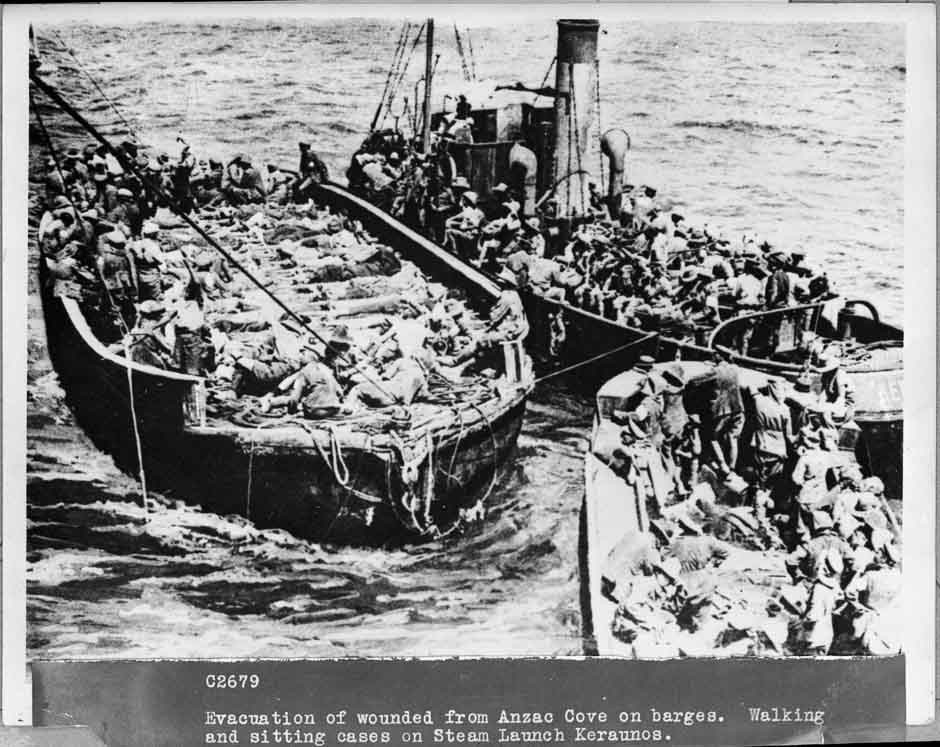 Evacuating wounded from Anzac Cove